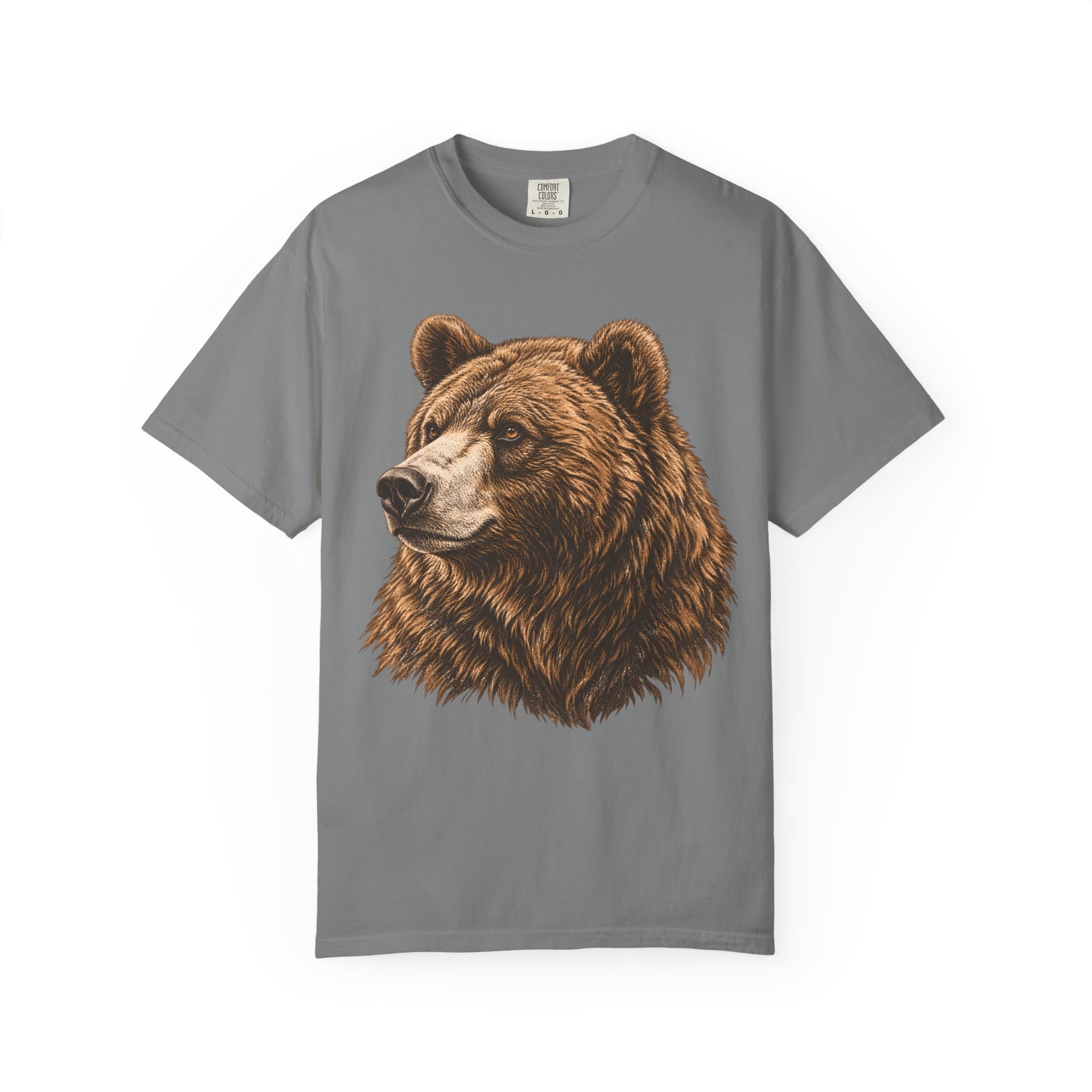 Realistic Brown Bear Head T-shirt | Wildlife Animal Illustration, Outdoors Tee, Guardian of the Forest Grizzly Graphic Tee