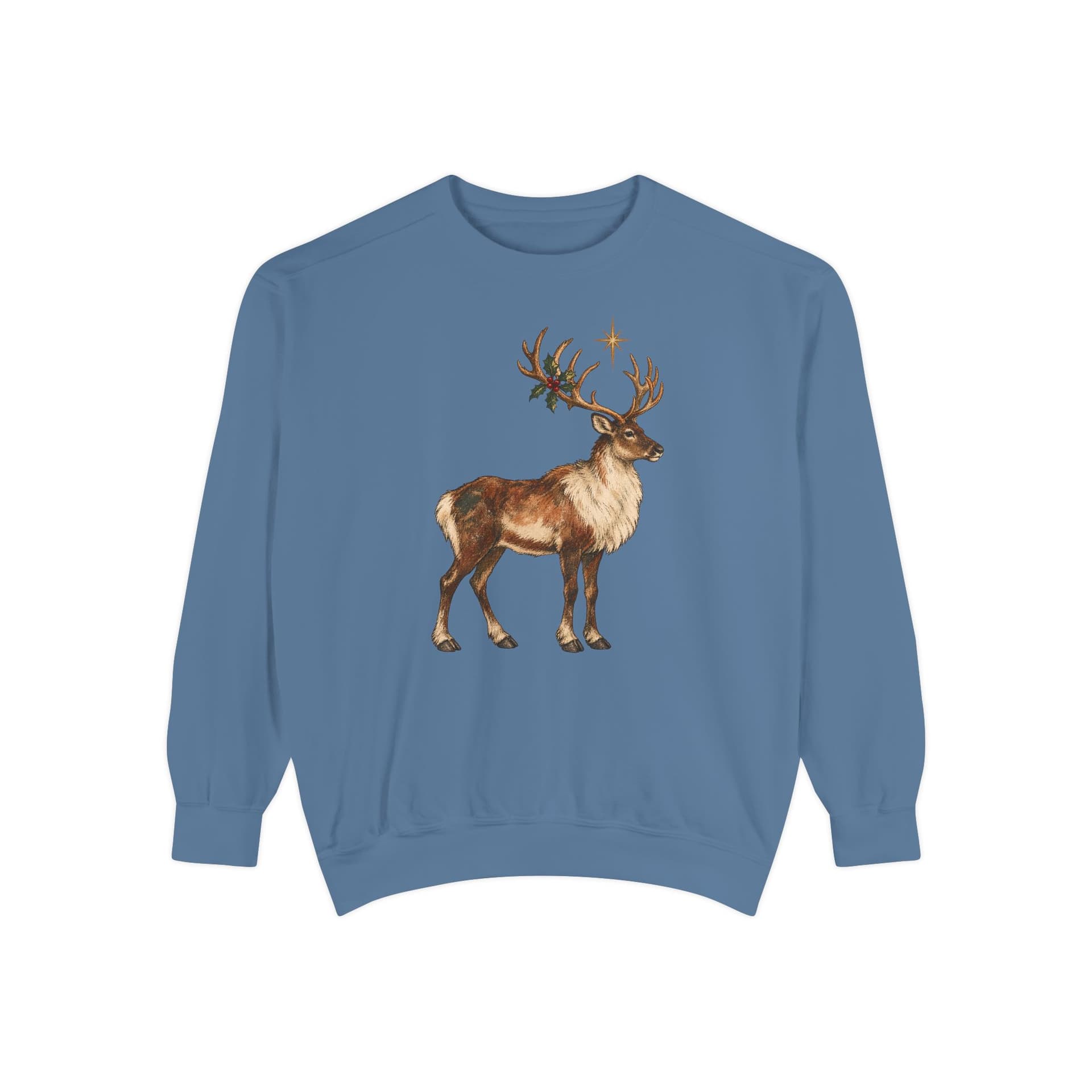 Vintage Reindeer Holly Christmas Sweatshirt