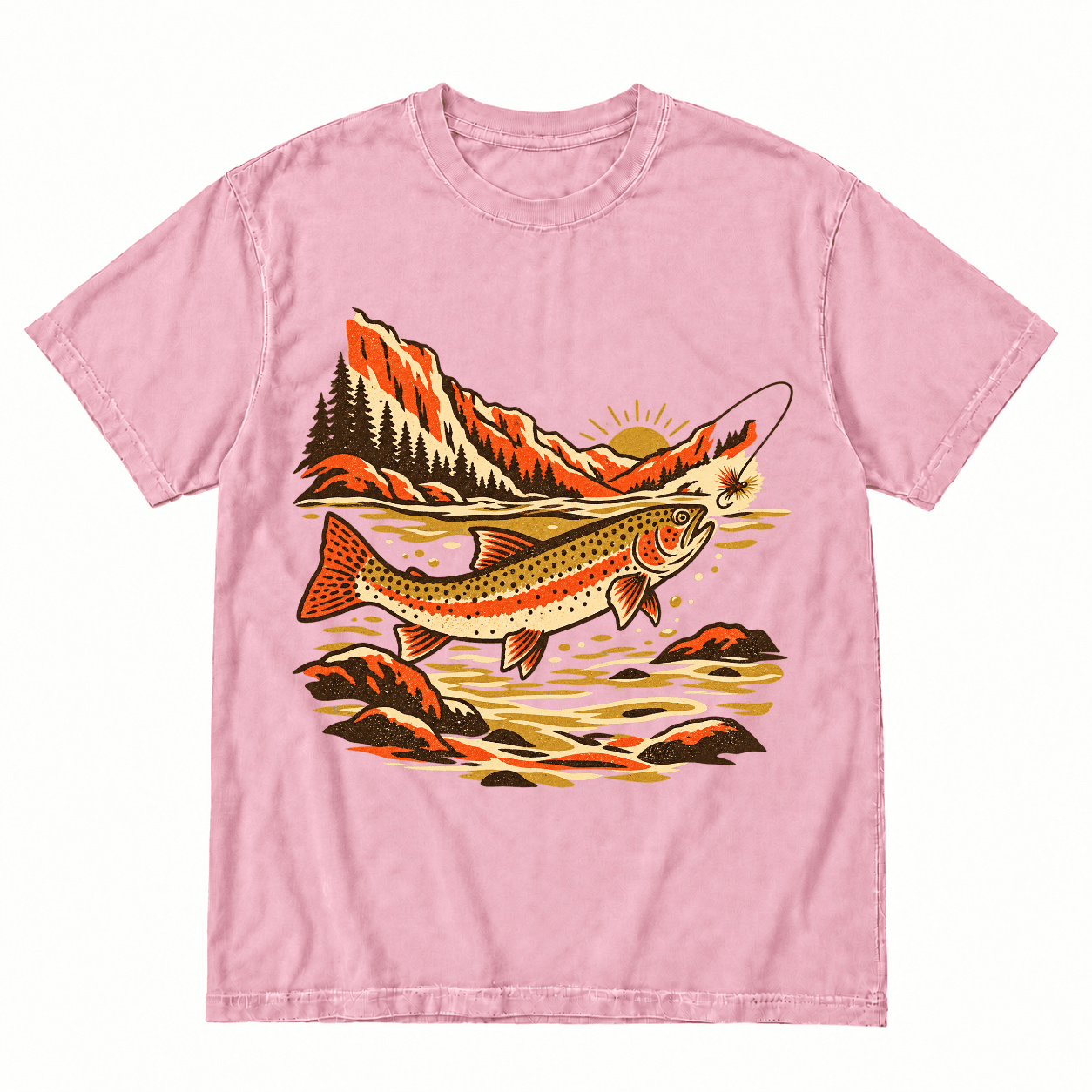 Vintage Rainbow Trout Mountain Fishing