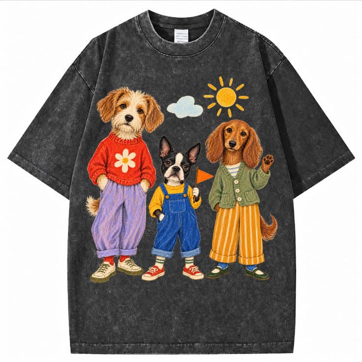 Cute Puppy Friends Cottagecore Mineral Wash