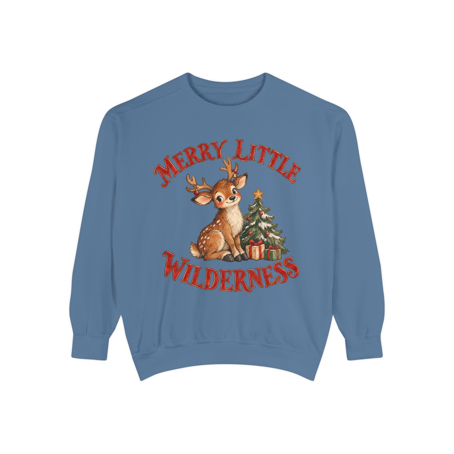 Merry Little Wilderness Vintage Reindeer Christmas Sweatshirt — Blue Jean