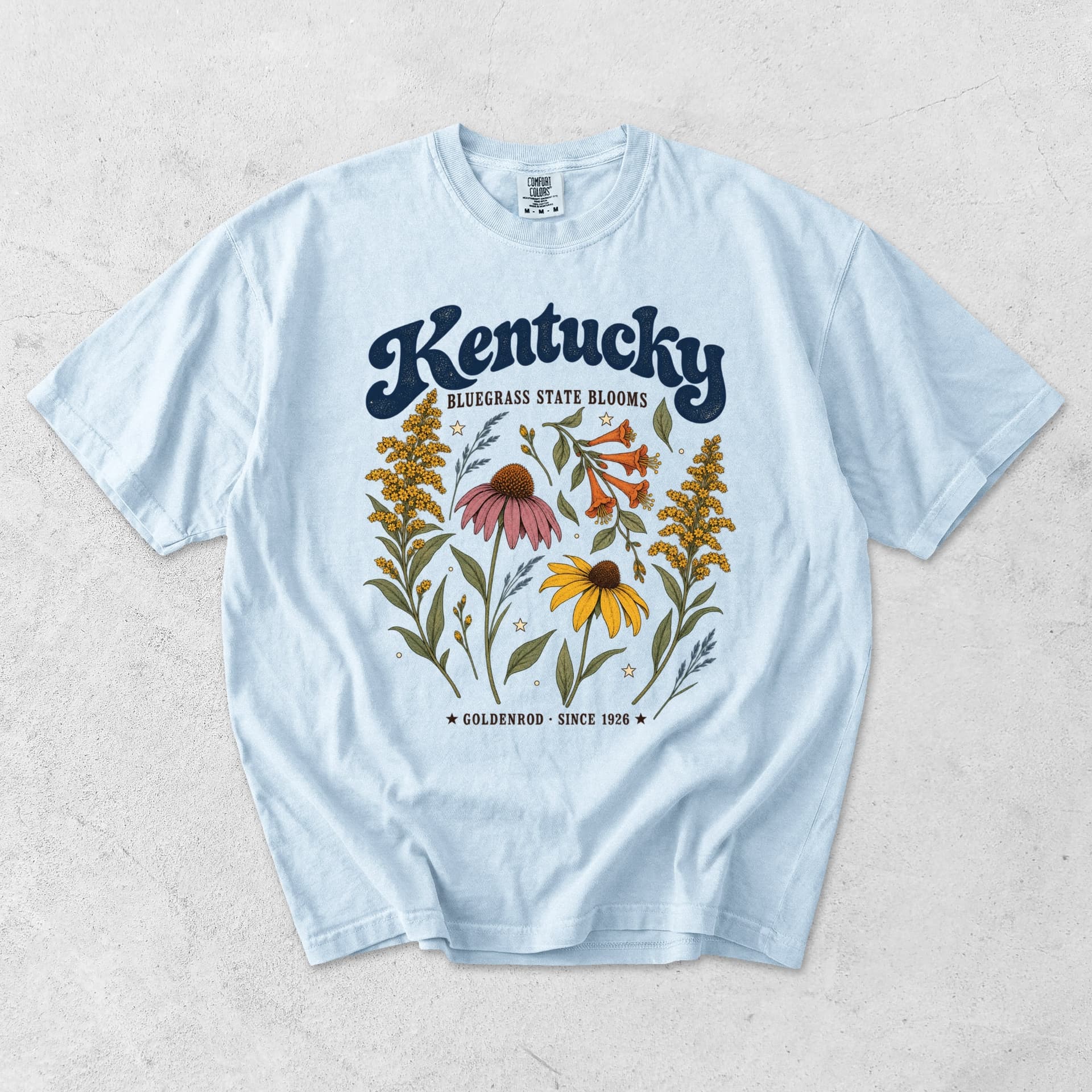 Kentucky Bluegrass State Blooms Goldenrod T-shirt