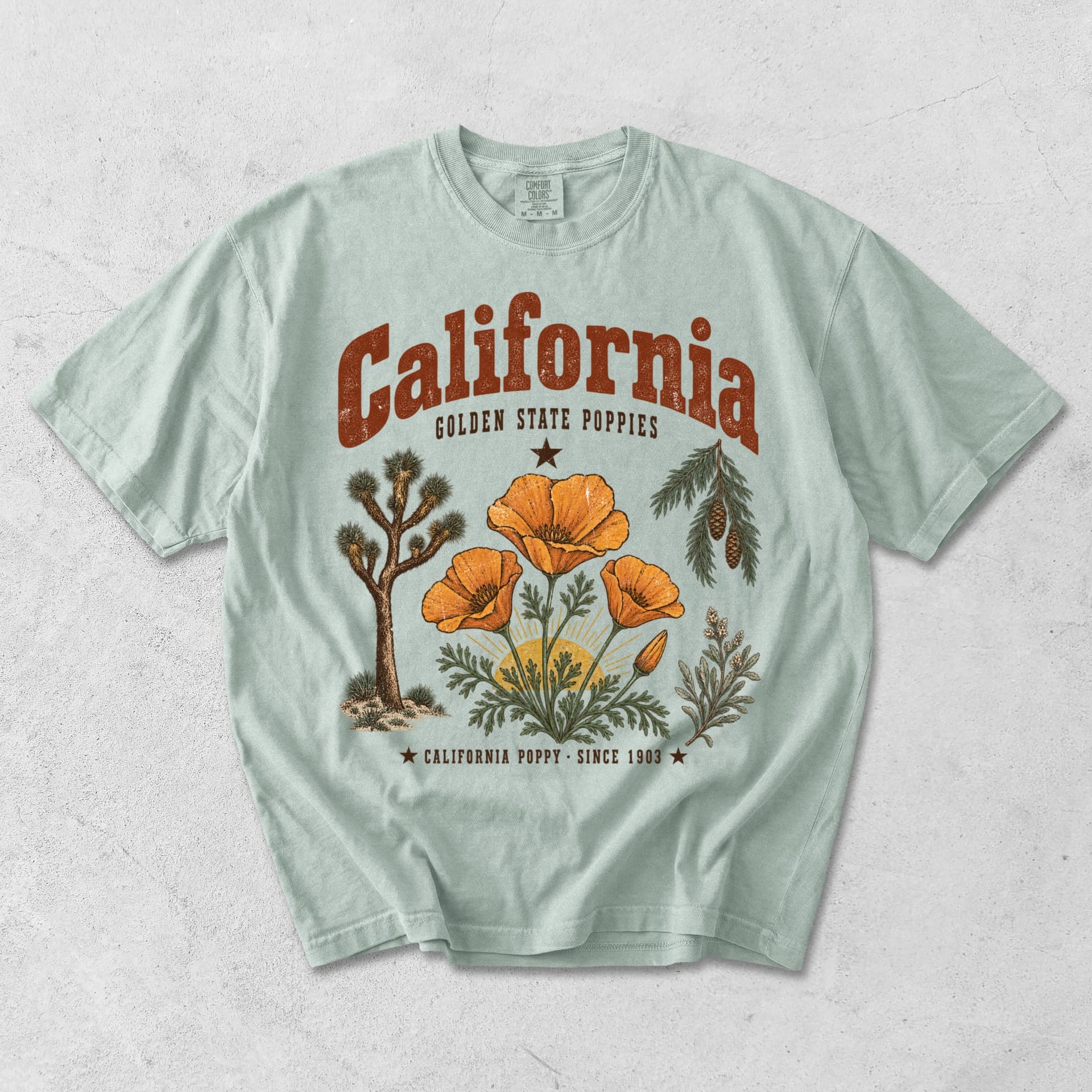 California Golden State Poppies T-shirt — Bay