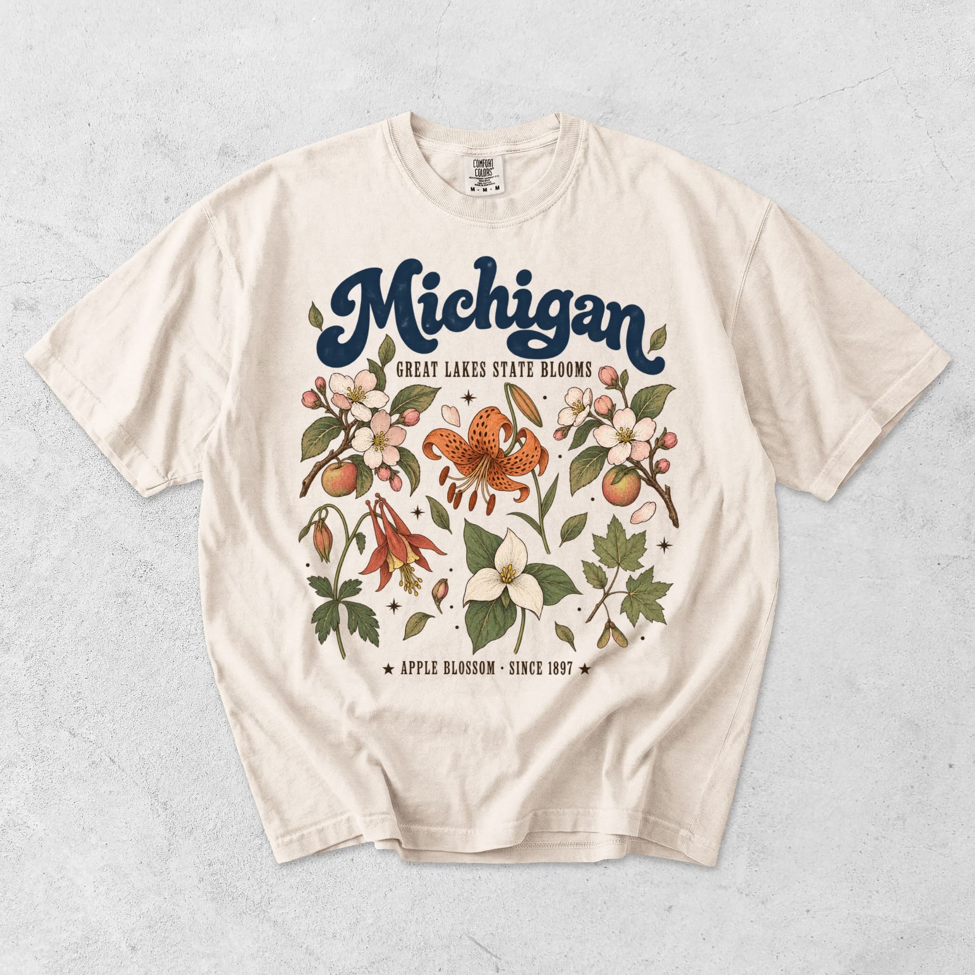 Michigan Great Lakes State Blooms Apple Blossom -T-Shirt — Ivory