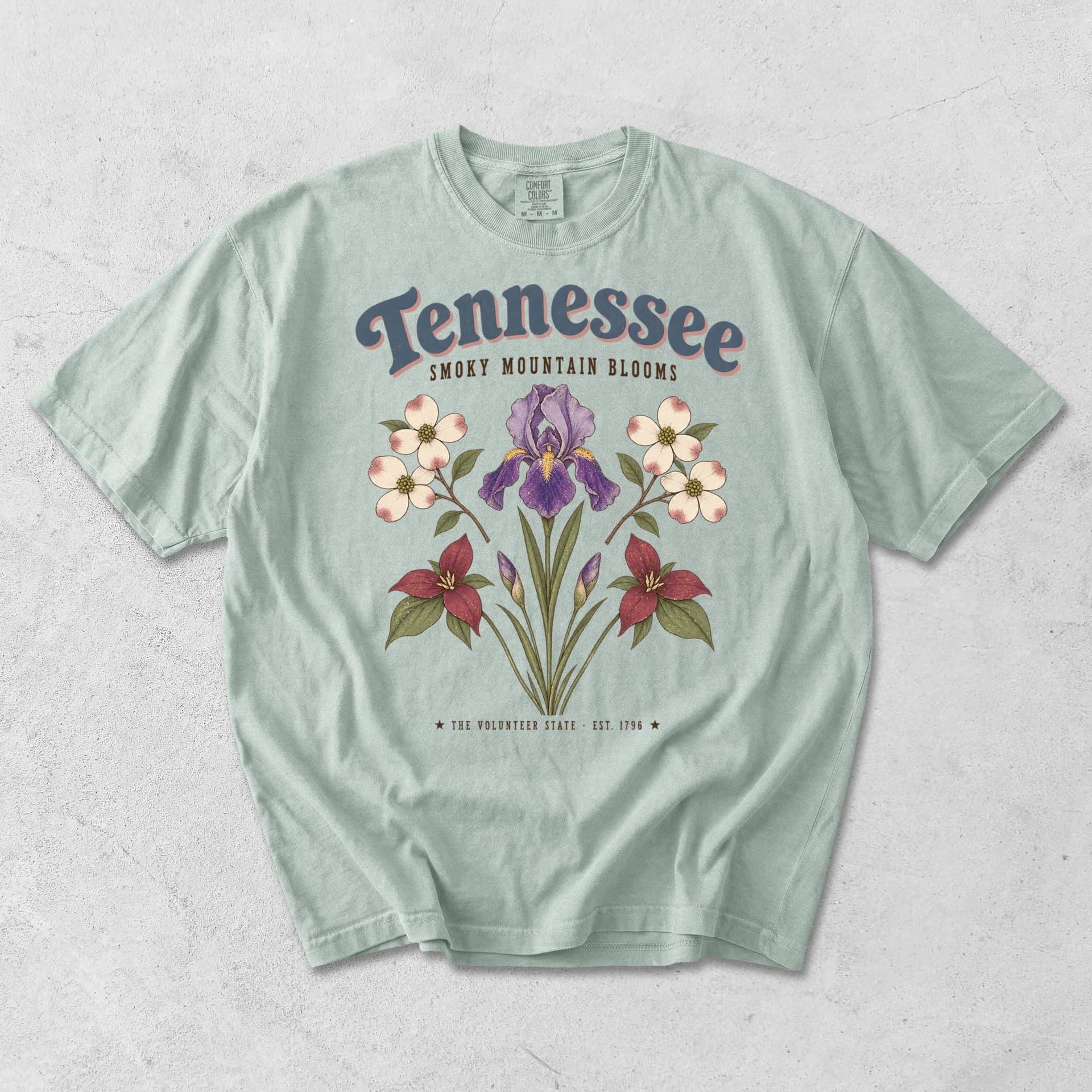 Tennessee Smoky Mountain Blooms Iris Wildflower T-Shirt — Bay
