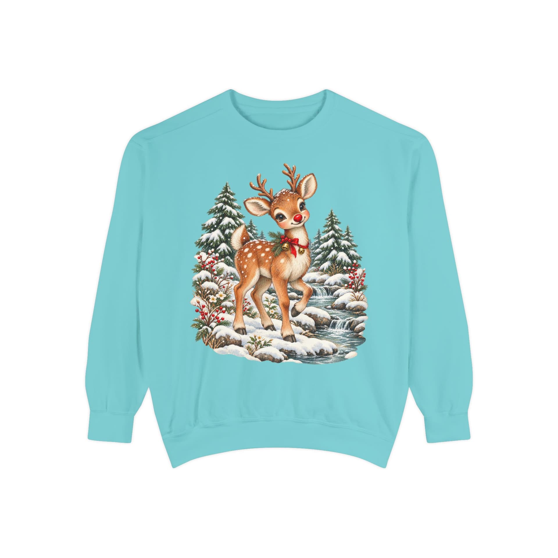 Vintage Baby Reindeer Winter Forest Christmas Sweatshirt
