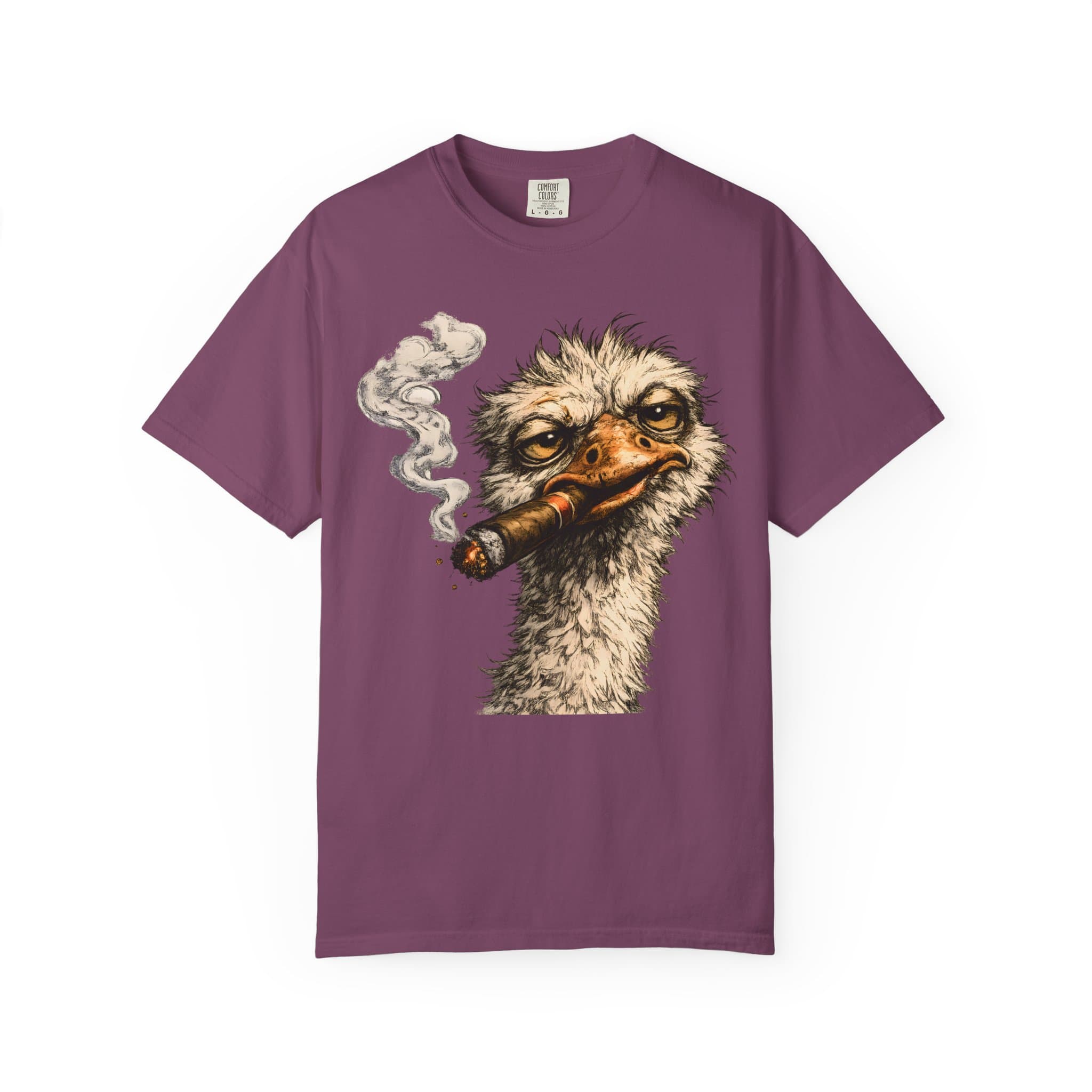 Vintage Smoking Ostrich T-Shirt | Retro Badass Ostrich with Cigar Hand-Drawn Graphic Tee