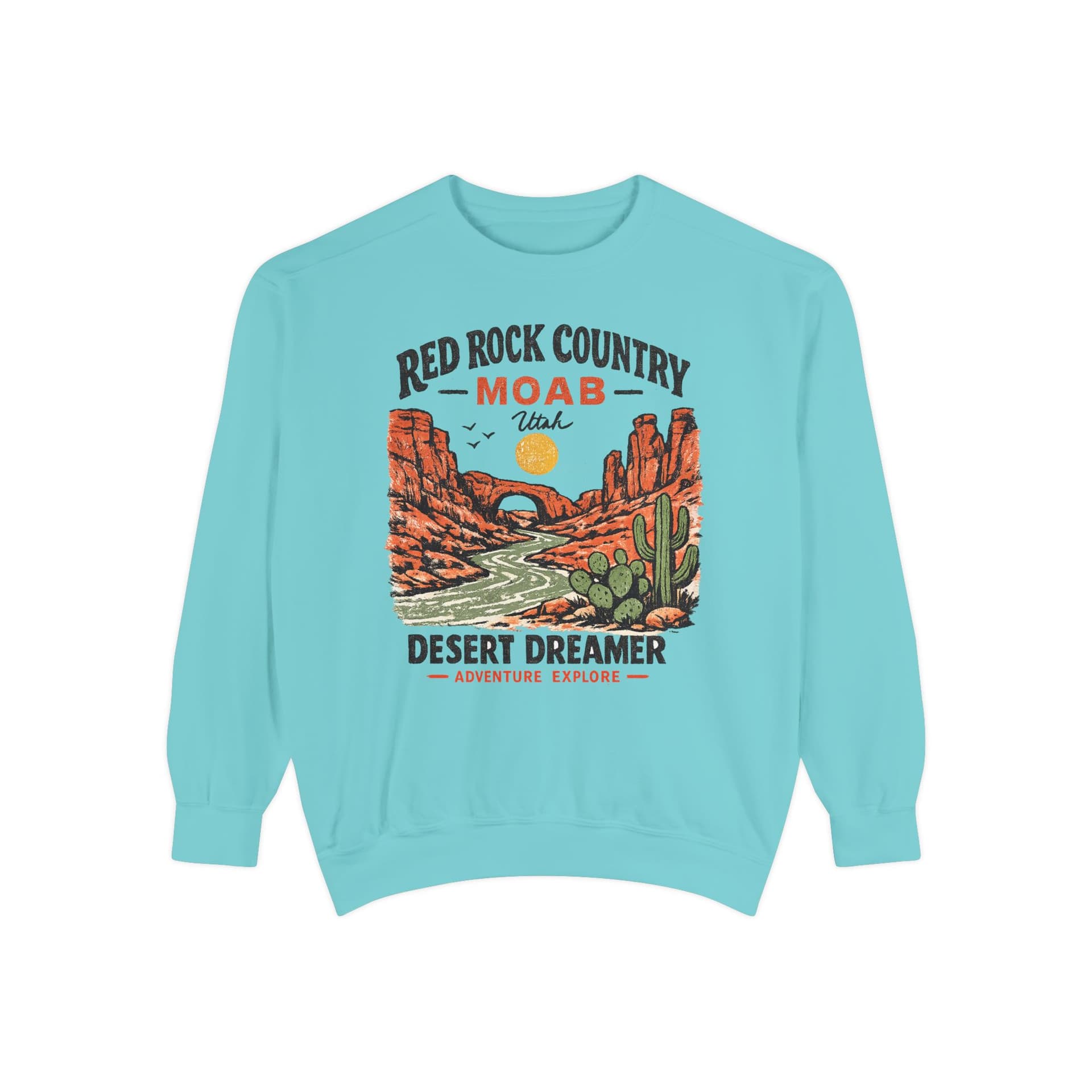 Red Rock Country Moab Utah Desert Dreamer Sweatshirt — Chalky Mint