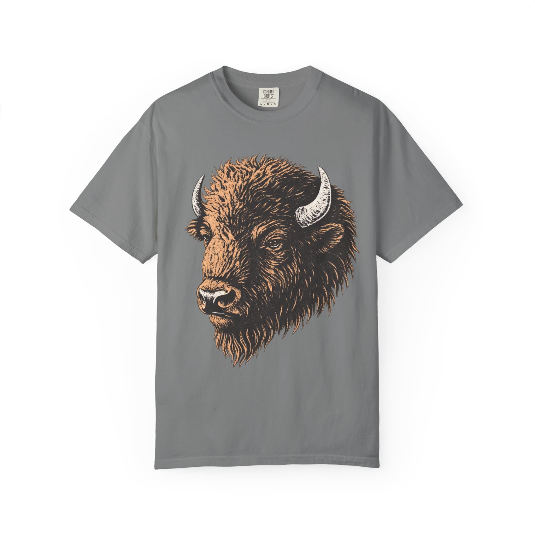 Buffalo Head T-shirt | Bison Illustration, Rustic Wildlife Tee, Vintage American Bison Graphic T-Shirt