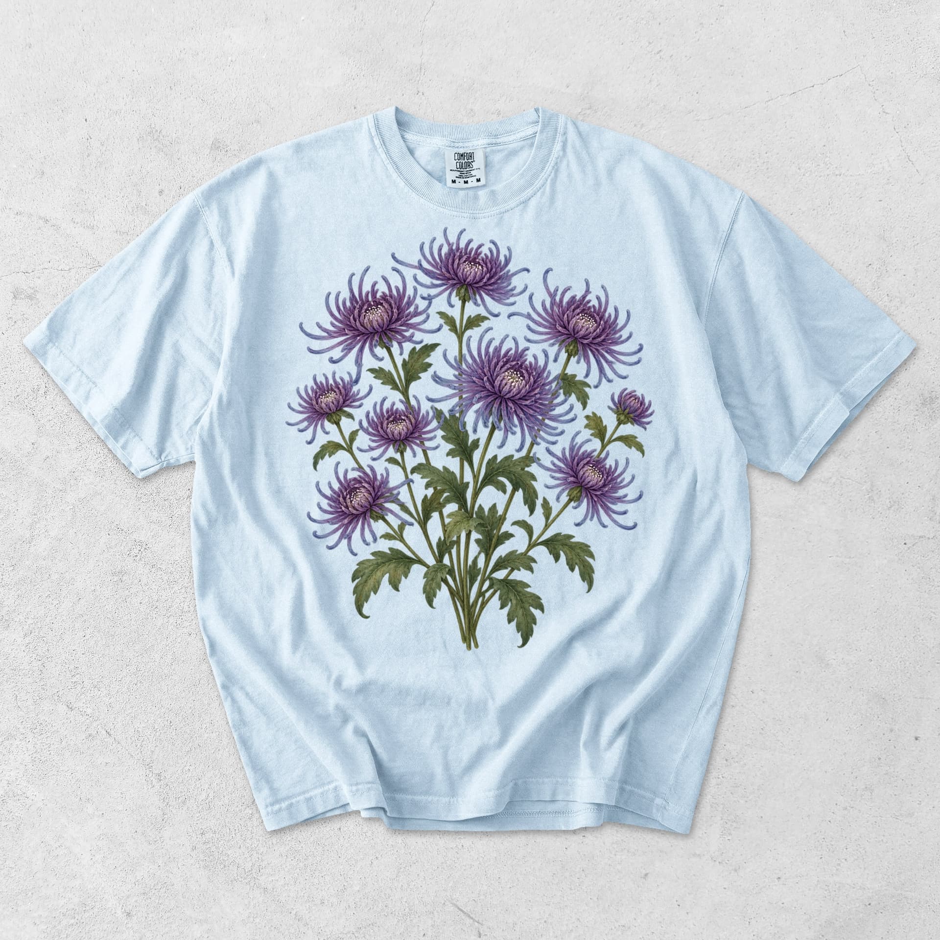 Purple Spider Chrysanthemum Botanical T-Shirt