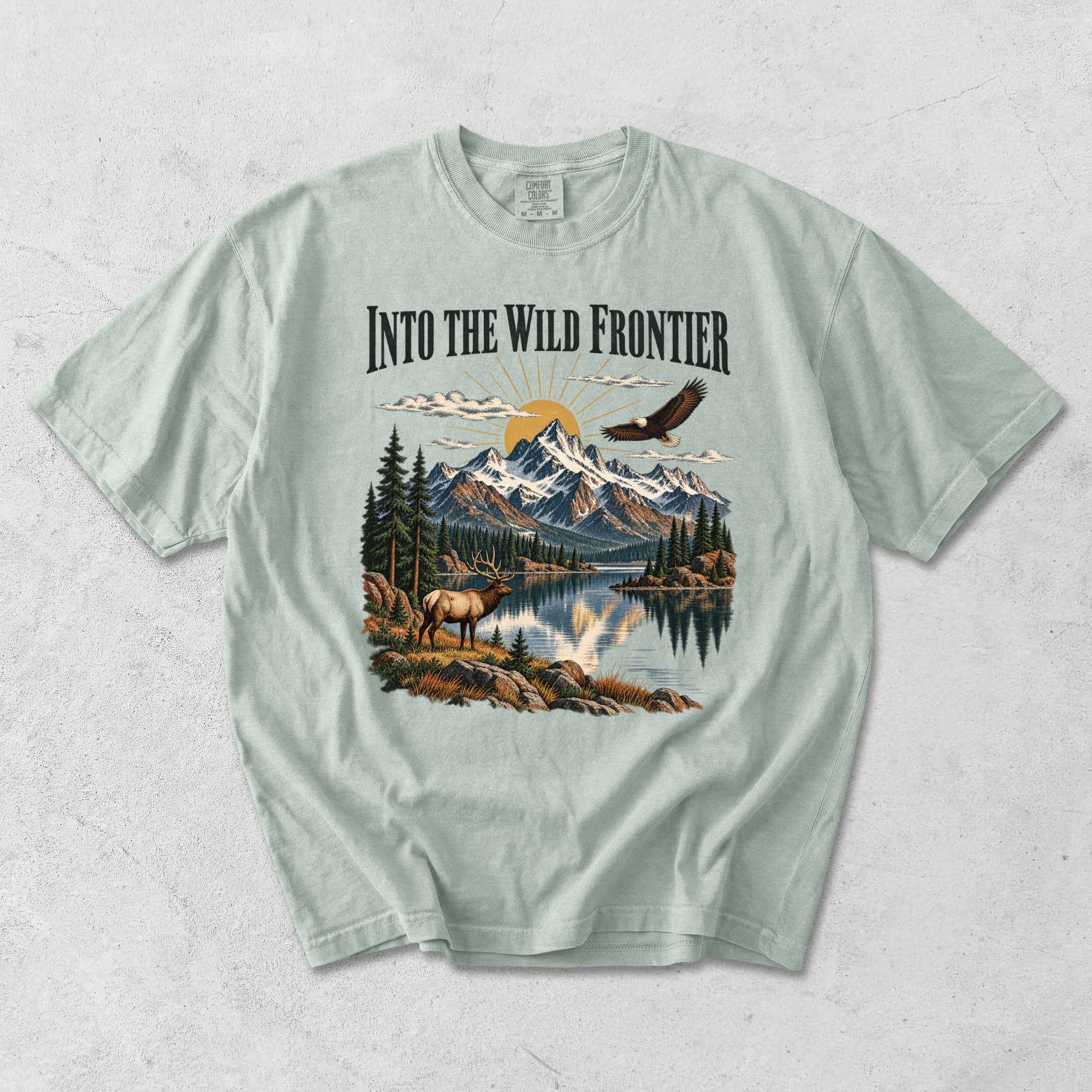 Into the Wild Frontier Elk & Eagle T-Shirt — Bay