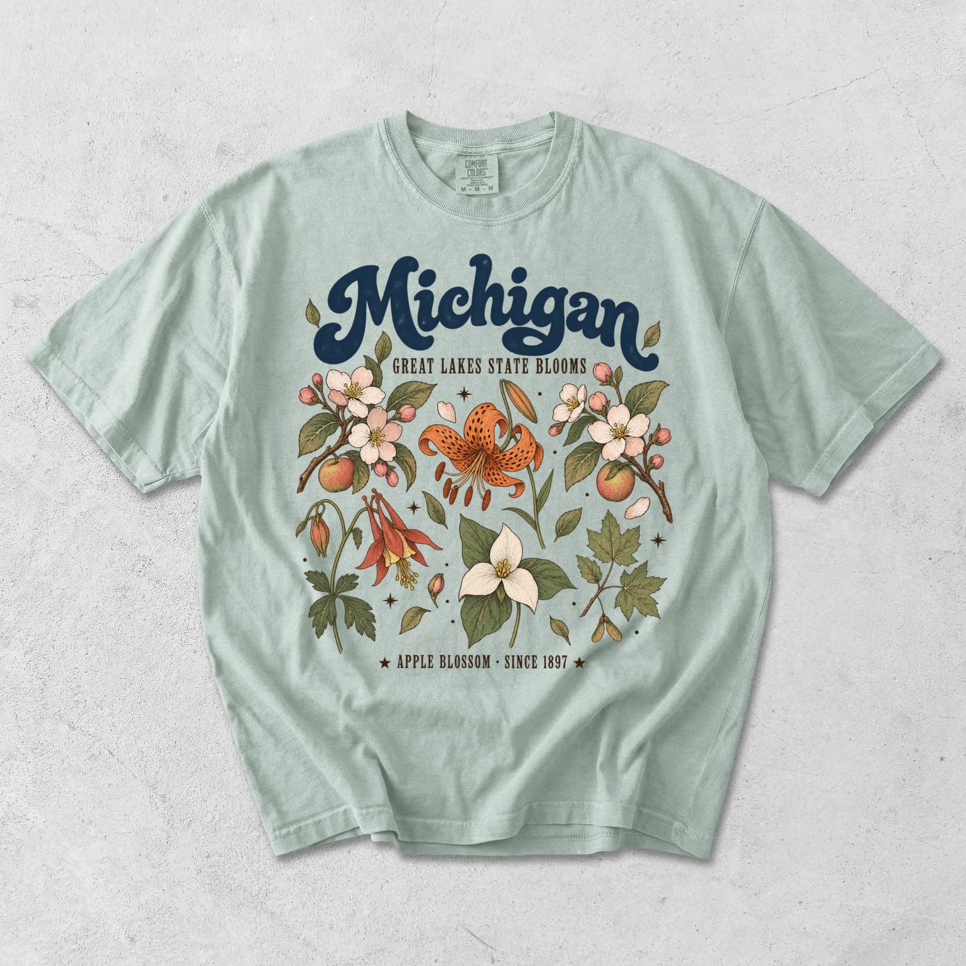 Michigan Great Lakes State Blooms Apple Blossom -T-Shirt