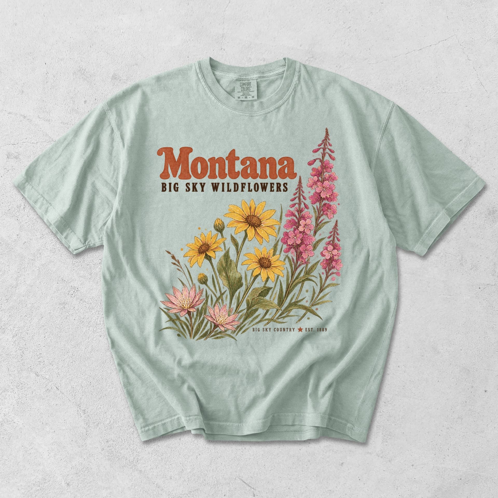 Montana Big Sky Wildflowers Fireweed T-Shirt — Bay