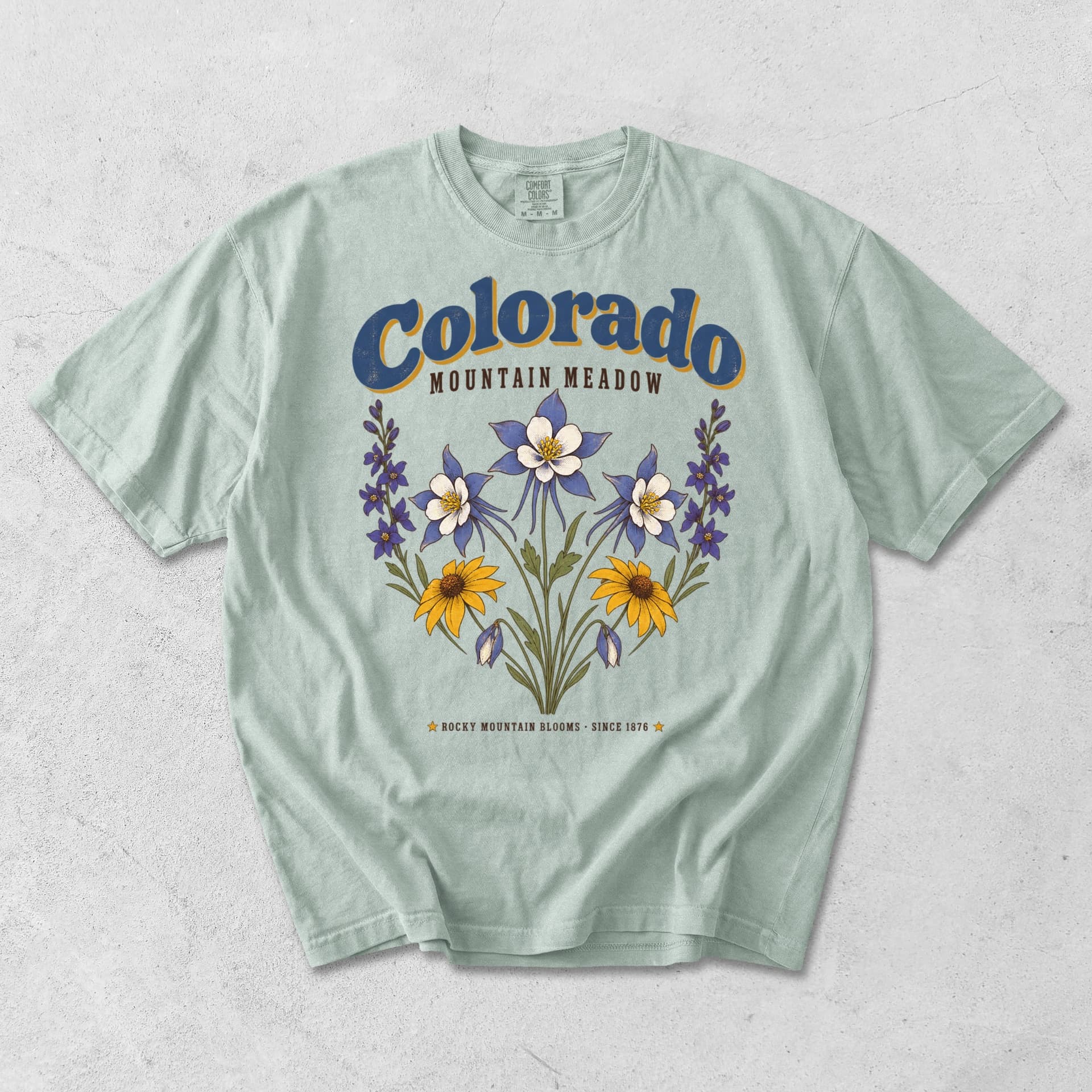 Colorado Mountain Meadow Columbine Wildflower T-Shirt