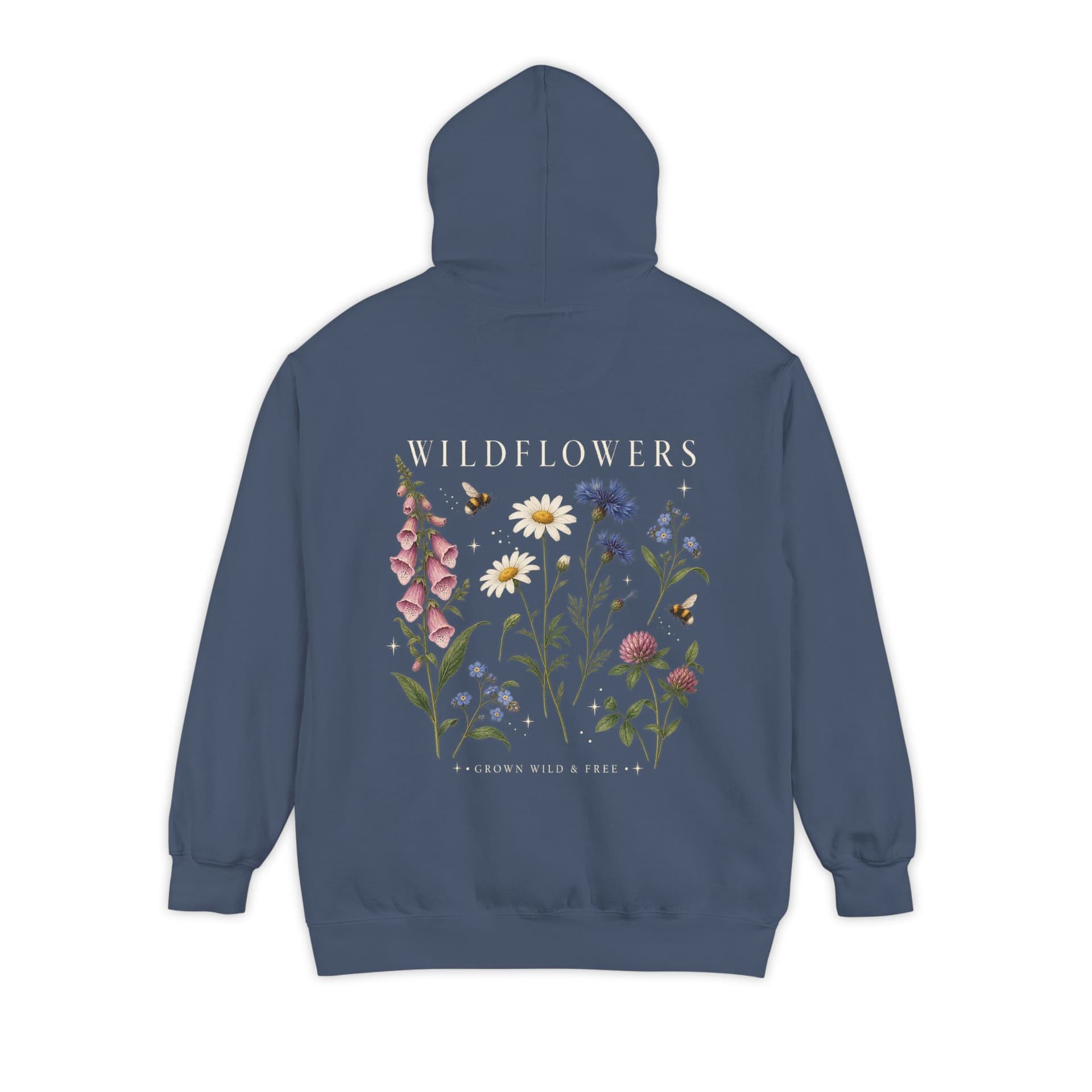 Wildflowers Grown Wild & Free Botanical Comfort Colors 1567 Hoodie — Denim